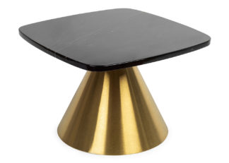 An Image of Heal's Cezanne Square Side Table Black Marble Brass Frame