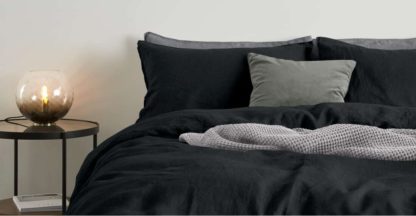 An Image of Brisa 100% Linen Pair of Pillowcases, Black