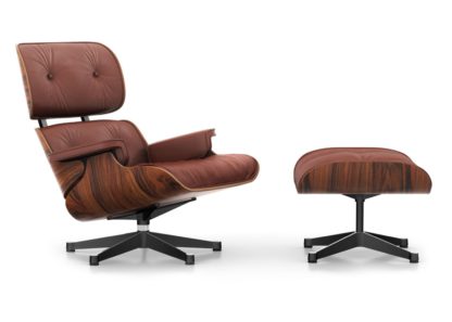 An Image of Vitra Classic Eames Lounge Chair & Ottoman in Santos Palisander & Brandy