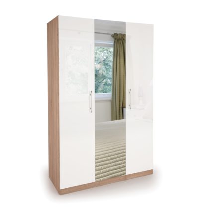 An Image of Kew High Gloss Single Wardrobe White/Natural