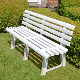 An Image of Brindisi 3 Seater White Bench White