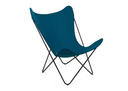 An Image of Knoll Butterfly Chair Acid Green Black Base