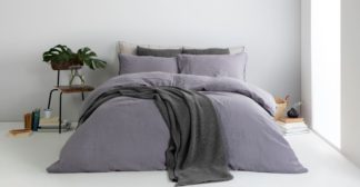 An Image of Grove 100% Cotton Stonewashed Waffle Bedspread,150 x 200cm, Charcoal