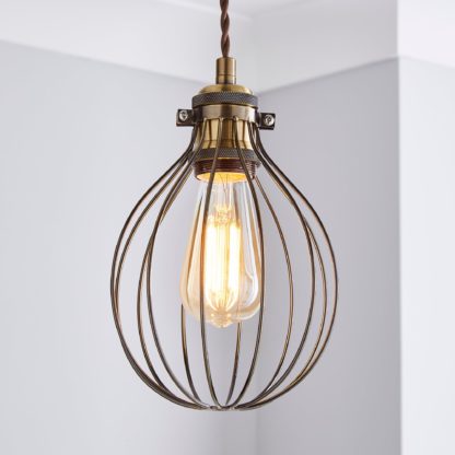 An Image of Charlie Industrial Bulb Cage Pewter