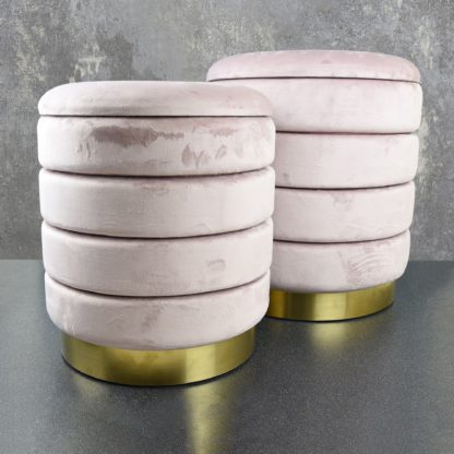 An Image of Erne set of 2 Footstools Pink
