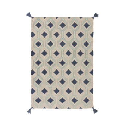 f1b888de98062344e7eb1932708b9fc5af4ab2f71354543181842d163933b27c-1.jpg An Image of Marco Geometric Rug Beige and Blue