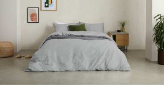 An Image of Tira Linen/Cotton Duvet Cover + 2 Pillowcases, King Size, Grey