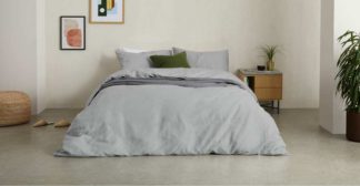 An Image of Tira Linen/Cotton Duvet Cover + 2 Pillowcases, Double, Grey