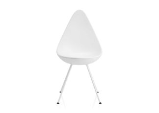 An Image of Fritz Hansen Drop Side Chair White Powder Coated Legs