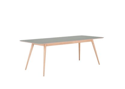 An Image of Gazzda Linn Dining Table Dark Olive Linoleum 160x90x75cm