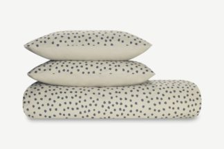 An Image of Sadella Cotton Duvet Cover + 2 Pillowcases, King, Sand/Charcoal Grey