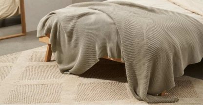 An Image of Brawley 100% Cotton Knitted Throw, 130 x 170cm, Light Taupe