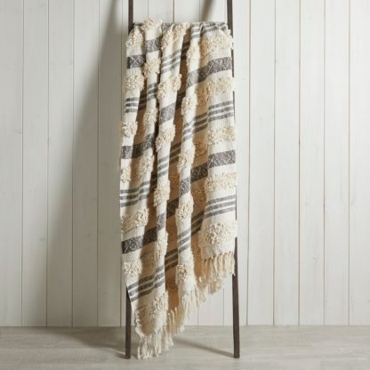 An Image of Samara Natural Striped 130cm x 180cm Throw Brown and Grey