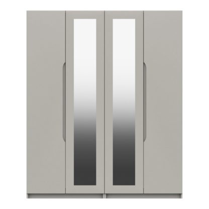 An Image of Legato 4 Door Mirrored Wardrobe Dark Grey