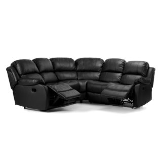 An Image of Anton Bonded Leather Reclining Corner Sofa Black