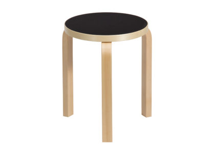 An Image of &Tradition Stool 60 Natural Birch Black Linoleum Seat