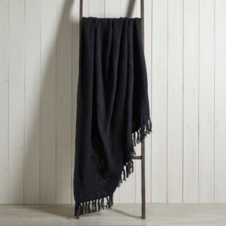 An Image of Aris Cotton Weave Black Throw Black