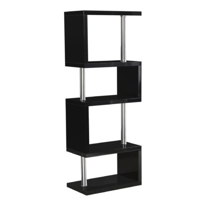 An Image of Charisma 5 Shelf High Gloss Black Bookcase Black