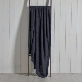 An Image of Cotton Moss Knit 130cm x 180cm Throw Charcoal (Grey)