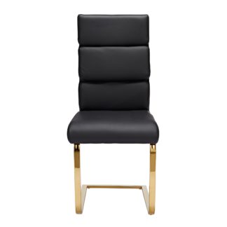 An Image of Amira PU Leather Pair of Dining Chairs Black