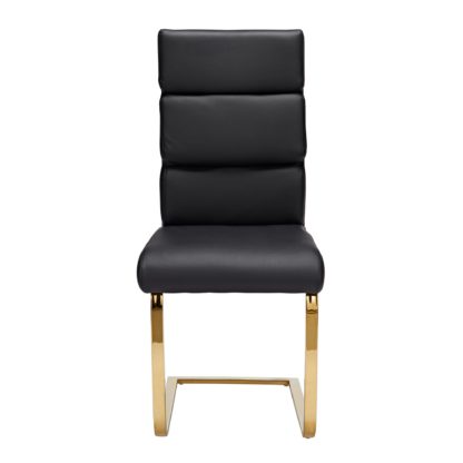 An Image of Amira PU Leather Pair of Dining Chairs Black