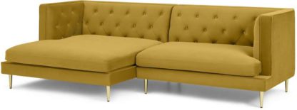 An Image of Goswell Left Hand Facing Chaise End Corner Sofa, Vintage Gold Velvet