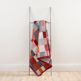 An Image of Thermosoft Orange Geometric Blanket Orange, Red and Grey