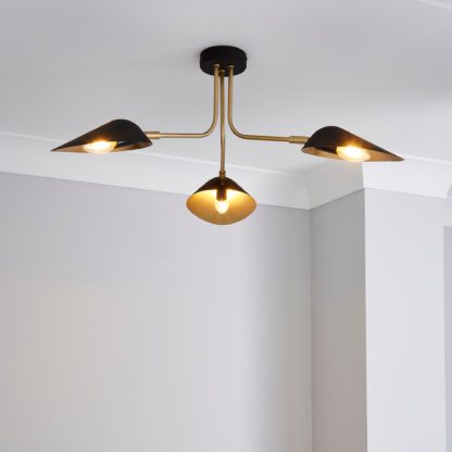 An Image of Savona 3 Light Ceiling Fitting Black Black