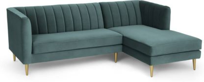 An Image of Amicie Right Hand Facing Chaise End Corner Sofa, Marine Green Velvet