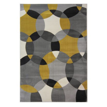 An Image of Cocktail Cosmo Geometric Rug Yellow, Grey and White