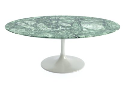 An Image of Knoll Saarinen Oval Coffee Table Arabescato Coated Marble