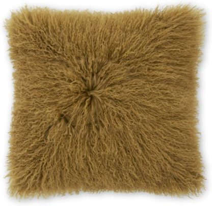 An Image of Haddie Mongolian Fur Cushion 45 x 45cm, Tan
