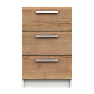 An Image of Piper 3 Drawer Bedside Table Mid Oak (Brown)