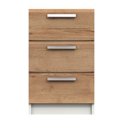 An Image of Piper 3 Drawer Bedside Table Mid Oak (Brown)