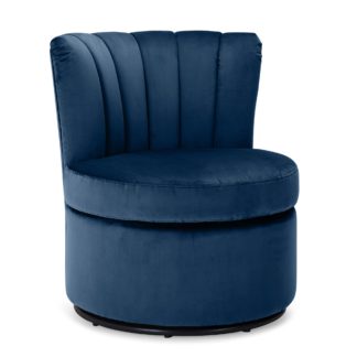 An Image of Esme Boudoir Swivel Chair - Midnight Blue Midnight (Blue)