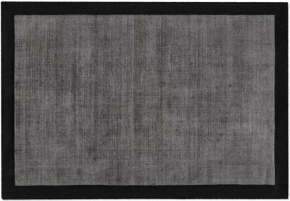 An Image of Jago Border Rug, Extra Large 200 x 300cm, Dark Charcoal & Silver Grey