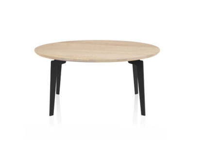 An Image of Fritz Hansen Join Large Oval Coffee Table Oak Top Black Base