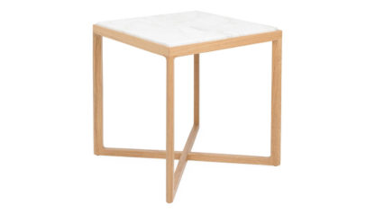 An Image of Knoll Krusin Side Table Natural Oak Calacatta Marble