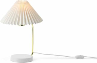 An Image of Gaby Pleated Table Lamp, Brass & White