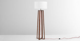 An Image of Asher Large Wooden Floor Lamp, Dark Wood Stain