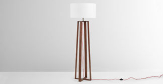 An Image of Asher Large Wooden Floor Lamp, Dark Wood Stain