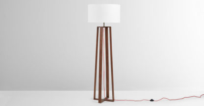 An Image of Asher Large Wooden Floor Lamp, Dark Wood Stain