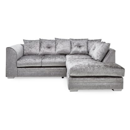 An Image of Blake Crushed Velvet Right Hand Corner Sofa Silver