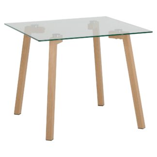 An Image of Morton Oak Effect and Glass Lamp Table Natural