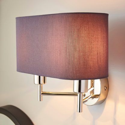 An Image of 5A Edmonton 2 Light Shaded Grey Wall Light Grey