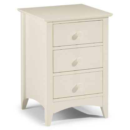 An Image of Cameo Stone White 3 Drawer Bedside Table White