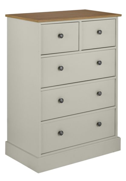 An Image of Argos Home Kensington 3+2 Drw Chest of Drawers - Oak & Ivory