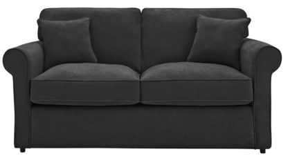An Image of Habitat William 2 Seater Fabric Sofa Bed - Charcoal