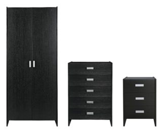 An Image of Argos Home Capella 3 Piece 2 Door Wardrobe Set - Black