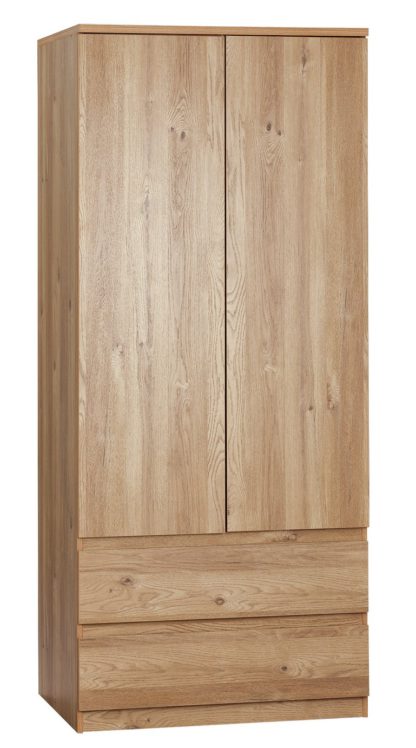 An Image of Habitat Jenson Gloss 2 Door 2 Drawer Wardrobe - White